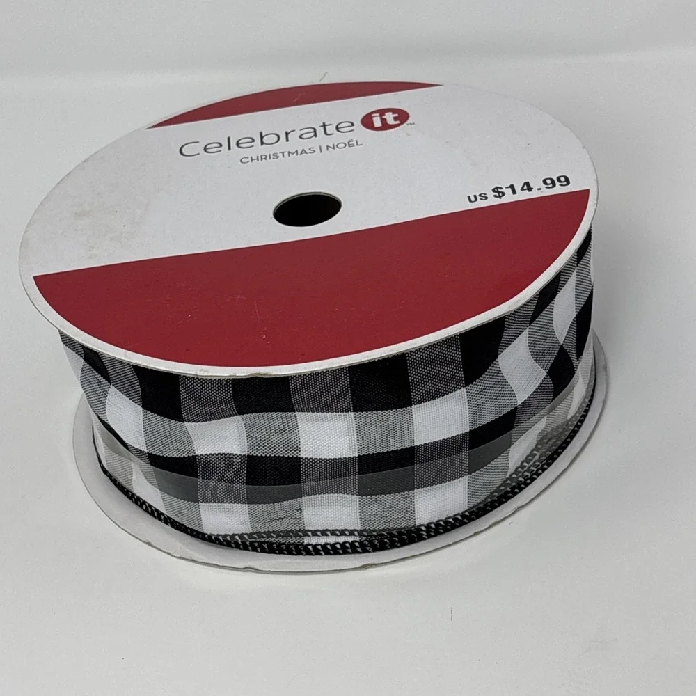 Celebrate IT NEW |Jumbo Size Plaid Wired Ribbon Christmas, Noel 2.5in X 75ft